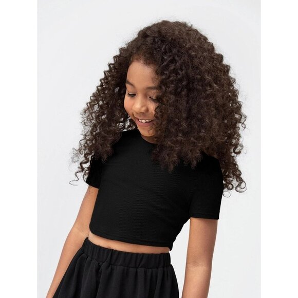 NEW SHEIN Girls Solid Round Neck Tee Size 11-12Y - Picture 3 of 8